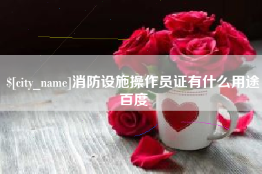 宜城消防设施操作员证有什么用途百度