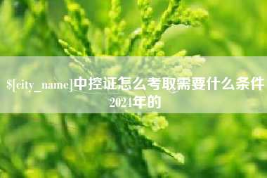 宜城中控证怎么考取需要什么条件2024年的
